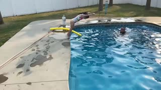 Flips in slomo by the pool