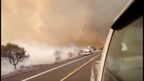 The prairie burned to form a fire tornado