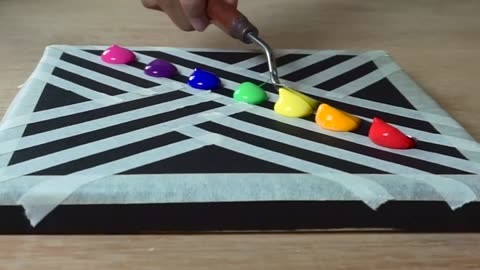Abstract Painting with Colored Tape, Easy to Create Abstract Painting for Beginners