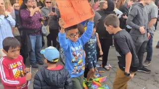 Muslim kids destroyed the pride flags in Leave the children alone protest