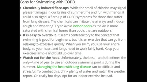 COPD and Swimming: Here's the pros and cons! Article/Study Review! Living Healthy with COPD!