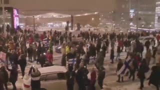 Massive convoy and protest at the Parliament in Helsinki, Finland tonight