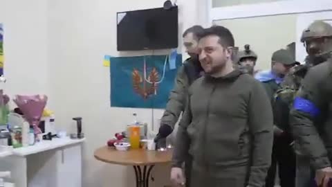 President Zelensky walked to a hospital today to visit wounded Ukrainian soldiers