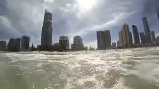 Gopro Camera in Beach Hit by Waves Surfers Paradise
