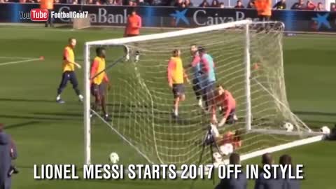 Lionel Messi starts 2017 with double nutmegs