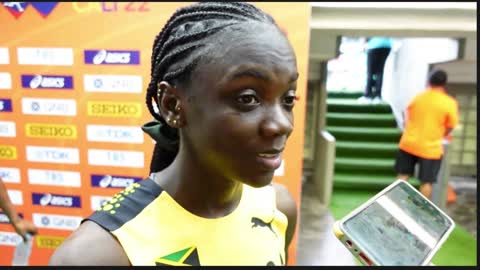 Jamaica's Brianna Lyston interview after worlds Junior 200m victory