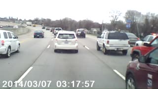 SUV Inches Away from Hitting Parked Police Car