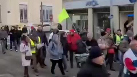 La Roche-sur-Yon, France vaccine passport protest Nov. 27, 2021