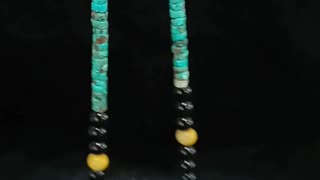 Turquoise and bumble bee smooth beads with black onyx high quality Genuine Gemstone necklace06