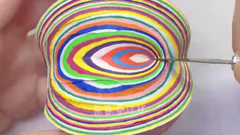 Relaxing and Satisfying Video of Rainbow Tape Ball ASMR Cutting