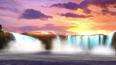 Time Lapse Video of Waterfalls During Golden Hour