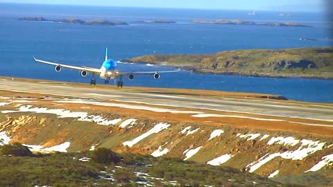 Large A340 Plane Landing Sideways