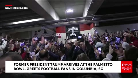 BREAKING NEWS Former President Trump Arrives At Palmetto Bowl In SC Crowd Chants USA USA