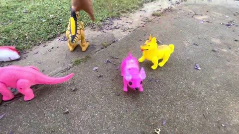 Hunting found dinosaur Jurassic world Dinosaur Spinosaurus Brachiosaurus animal buffalo elephant dog