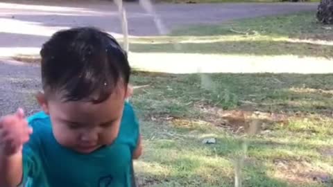 Cute baby wants to water the grass and go to shopping |funny videos|funny moments