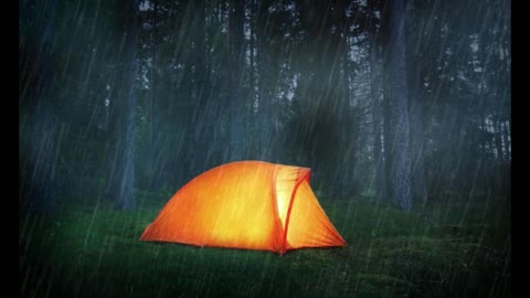 Sound of rain in the camping tent