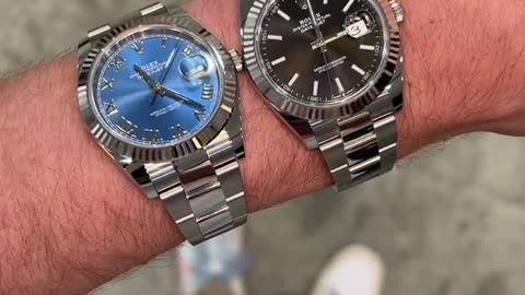 Rolex blue plate Roman numerals and black plate bar engraved watches