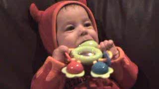 Cute Giggling Devil Baby at Halloween