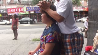 Luodong Massages Mature Chinese Woman On Sidewalk