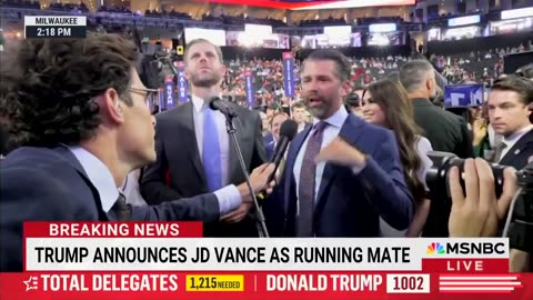 Donald Trump Jr. calls reporter a "clown," tells him "get out" at RNC over children in "cages." 🎪