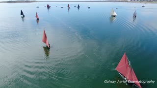 Amazing gathering of sailboats in Galway Bay, Ireland