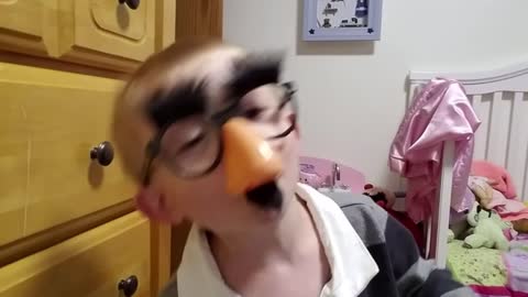 Comedian Kid Singing Twinkle Little Star Wearing Fake Nose & Glasses