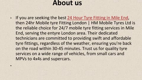 Best 24 Hour Tyre Fitting in Mile End.