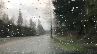 watching hail in a car