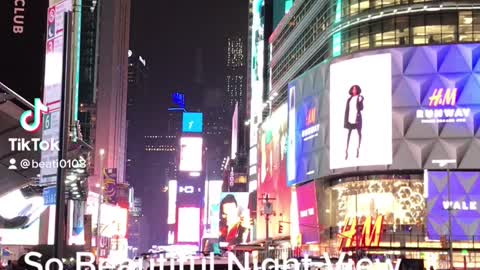 Beautiful night view of street in NYC