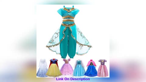 Discount Girls Jasmine Princess Dress Children Elsa Anna Bella