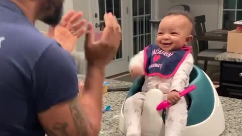 Sweet Baby Girl Laughs At Her Dad's Dance Moves