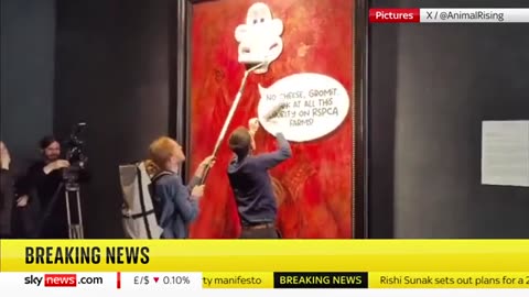 King's portrait vandalised by animal rights activists Sky News