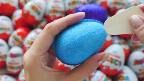 NEW! 500 Glitter Kinder Joy opening ASMR - A lot of Kinder Surprise egg toys