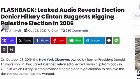 Leaked Audio Reveals Election Denier Hillary Clinton Suggests Rigging Palestine Election in 2006