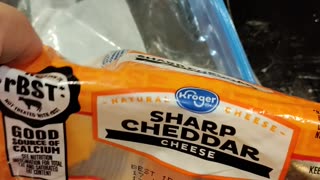 Eating Kroger Sharp Cheddar Cheese, Dbn, MI, 9/10/23