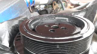 Stock Dodge 5.9 Cummins damper pulley on a 4bt Cummins vibration testing #1