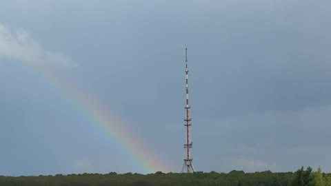 Beautiful rainbow near the tower.