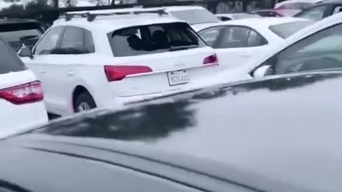 Every car in this parking lot in San Francisco had their windows smashed by thieves..