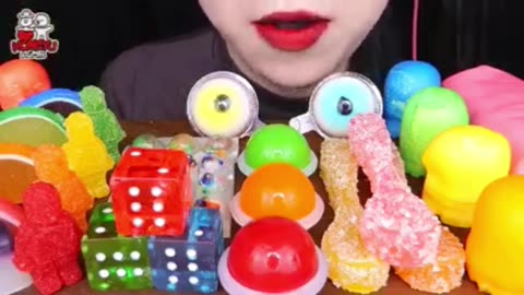 ASMR RAINBOW DESSERTS _DICE CANDY, EDIBLE SPOON,