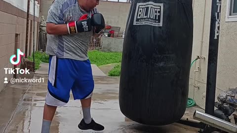 500 Pound Punching Bag Workout Part 25. Practicing Hard Hooks To The Head