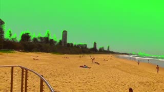 Green Screen Golden Sandy Surf Beach