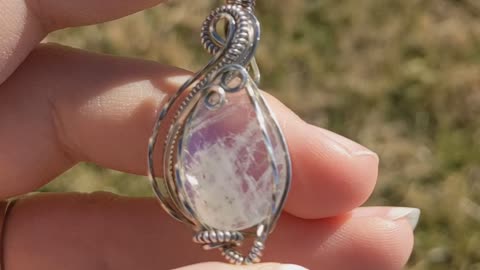 Moonstone and Silver Wire Wrap Necklace