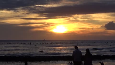 Honolulu, HI — Kuhio Beach Park - Waikiki Beach - Sunset