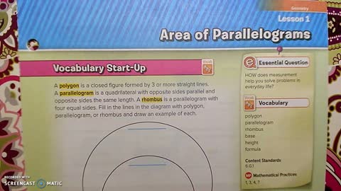 Gr 6 - Ch 9 - Lesson 1 - Area of Parallelograms