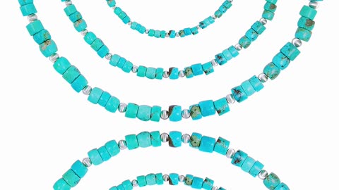 Natural turquoise Barrel beads and Cat -eye silver beads choker simple handmade jewelry