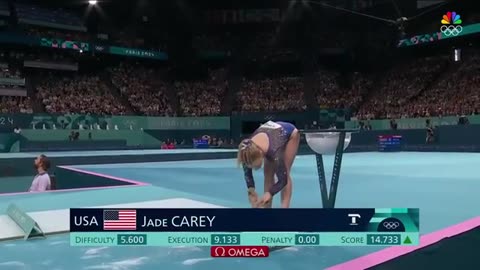 Jade carey exorcised the demons in claiming vault bronze at paris olympics nbc sports