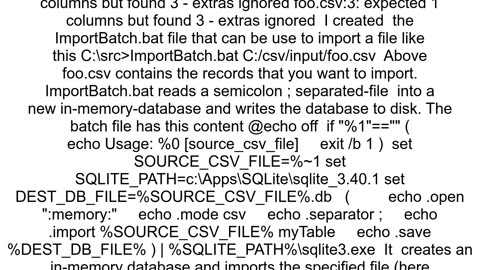 sqlite error importing csv through command line