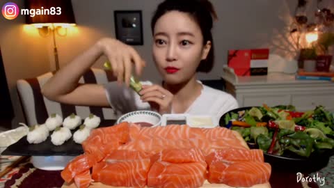 Salmon Sashimi Mukbang