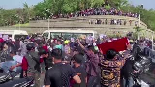Myanmar police fire water cannon at protesters