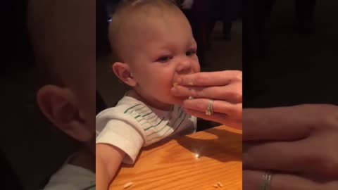 Little baby eating orange - Funny Video